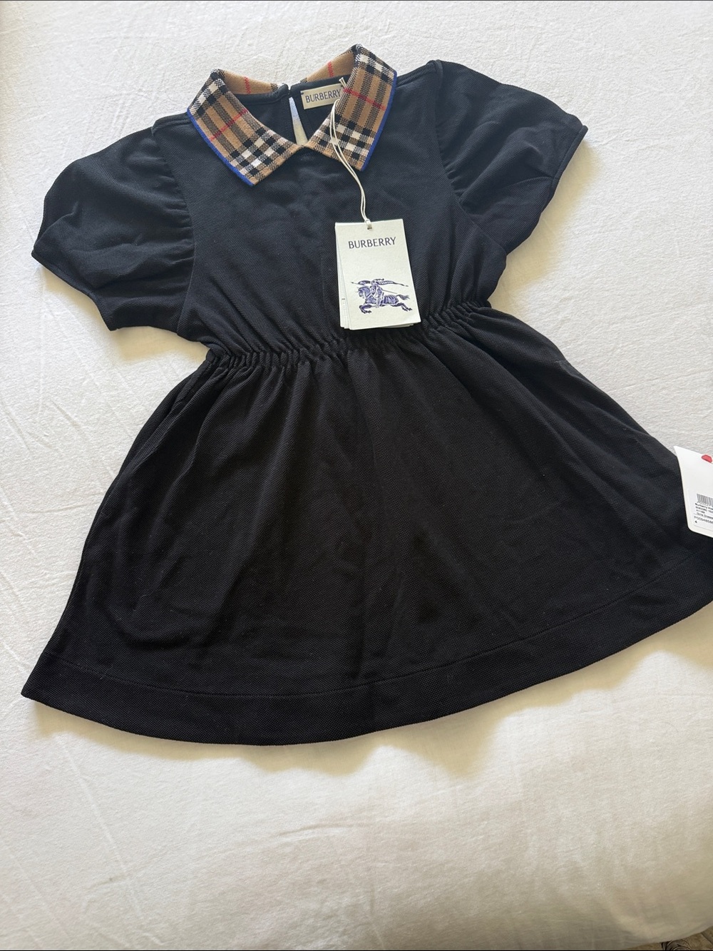Burberry Black Girls' Dress with Signature Check Collar